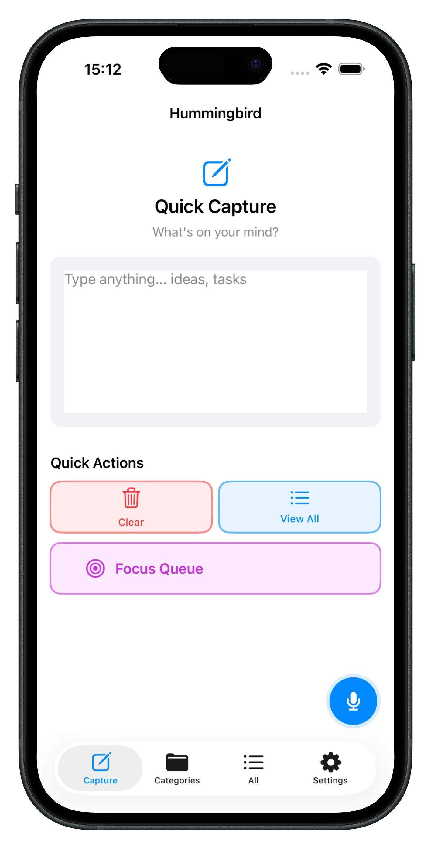 Hummingbird app capture screen